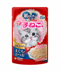ユニ・チャーム 銀のスプーンパウチ 健康に育つ子ねこ用まぐろ・かつお 60g