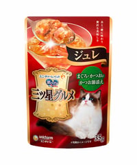 ユニ・チャーム 銀のスプーン三ツ星グルメパウチ ジュレまぐろ・かつおにかつお節添え 35g
