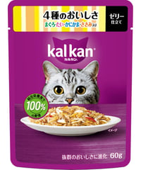 カルカン パウチ 4種のおいしさ まぐろ・たい・かにかま・ささみ入り 60g