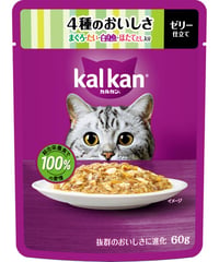 カルカン パウチ 4種のおいしさ まぐろ・たい・白身魚・ほたてだし入り 60g