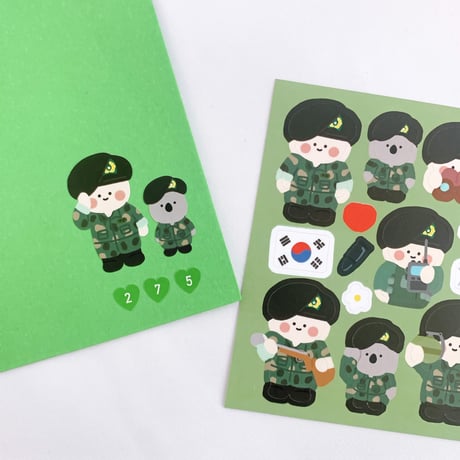 韓国軍隊コミカルステッカー