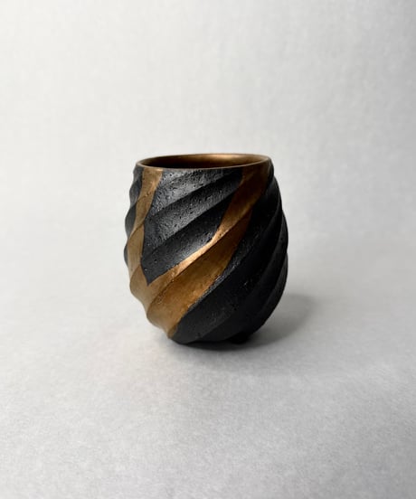 Spiral 銅色ラスター彩流し掛け ナローロックカップ