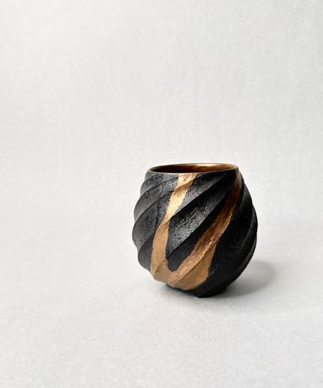 Spiral 銅色ラスター彩流し掛け ロックカップ