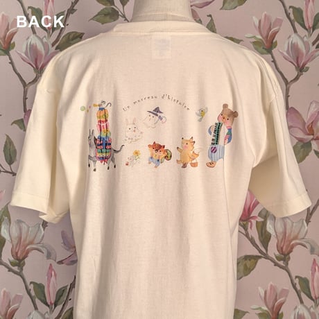 【背中にも】おとなとこどもアイボリーTシャツ「星空の仲間」　受注生産