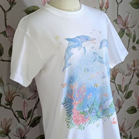 おとなとこどもTシャツ「イルカと珊瑚の夢」　受注生産