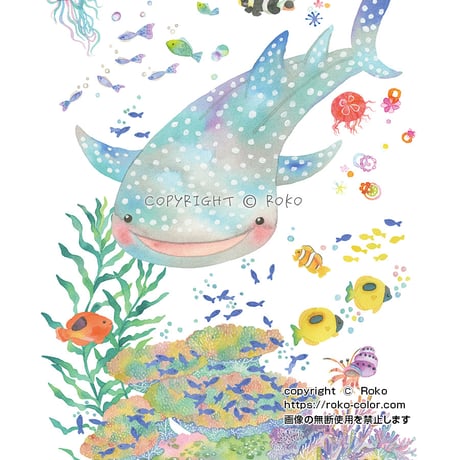 おとなとこどもTシャツ-ジンベイザメ　受注生産