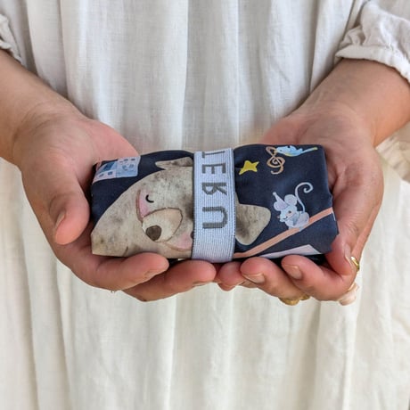 物語を詰めてエコバッグ　ネイビー「星くまちゃん」　受注生産