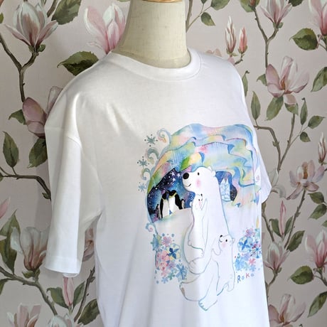 おとなとこどもTシャツ-シロクマの親子　受注生産