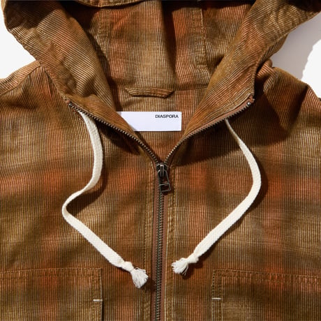 DIASPORA  HOODED CORDUROY SHIRT - Brown