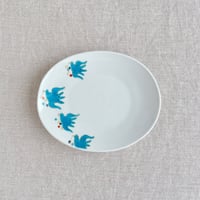 青い鳥楕円皿