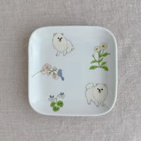 ポメラニアン（白）パン皿（小）