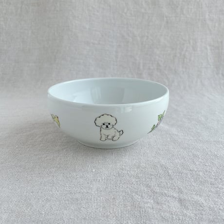 トイプードル（白）丸鉢