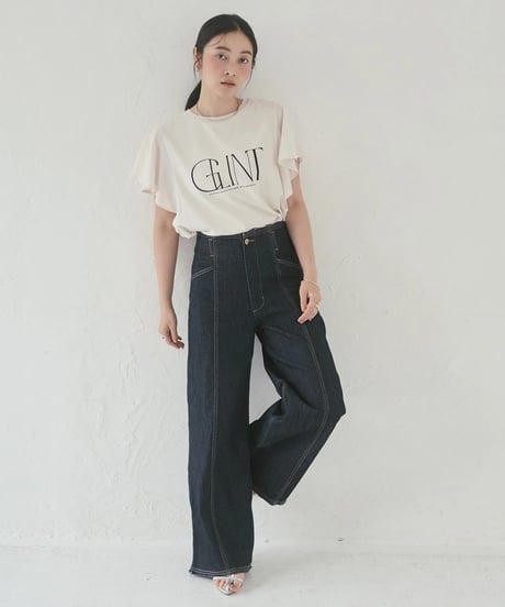 hunch ハンチ FRILLED-SLEEVE LOGO T-SHIRT WTS7159