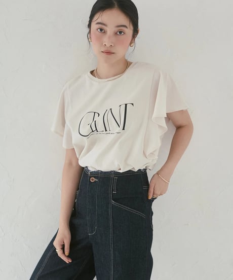 hunch ハンチ FRILLED-SLEEVE LOGO T-SHIRT WTS7159
