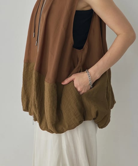 hunch ハンチ  DOCKING BALLOON DESIGN VEST セルロース ナイロン デザインベスト　WDN5313