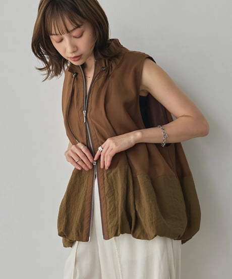 hunch ハンチ  DOCKING BALLOON DESIGN VEST セルロース ナイロン デザインベスト　WDN5313