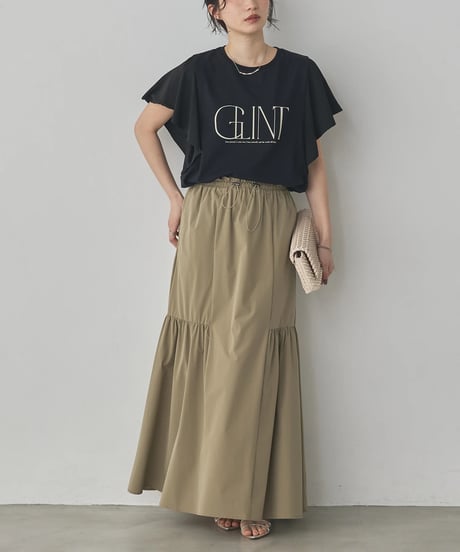 hunch ハンチ FRILLED-SLEEVE LOGO T-SHIRT WTS7159