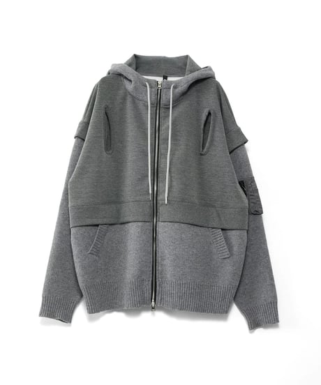 AULAAILA アウラアイラ　KNIT LAYERED ZIP HOODIE　ニットレイヤードジップフード　1263-09043