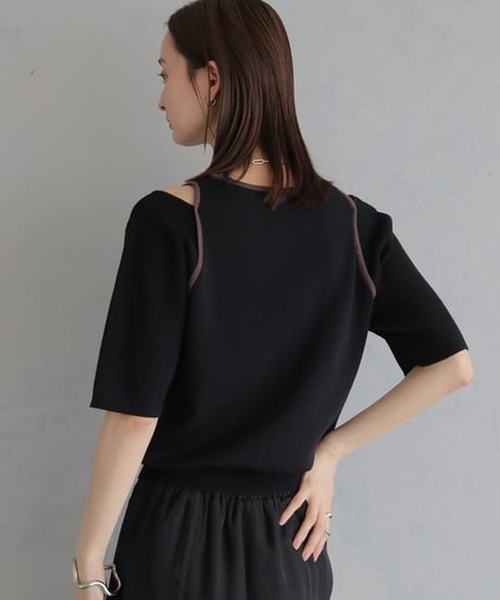 ＆g'aime アンジェム　レイヤードバイカラーニット　LAYERED BICOLOR KNIT 986-68026