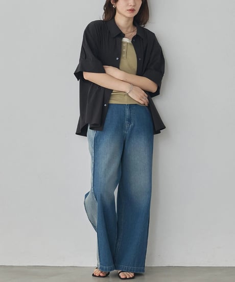 hunch ハンチ  ICE TOUCHダブルボタンシャツ [ICE TOUCH] SHORT-SLEEVE BOX SHIRT WLN5304