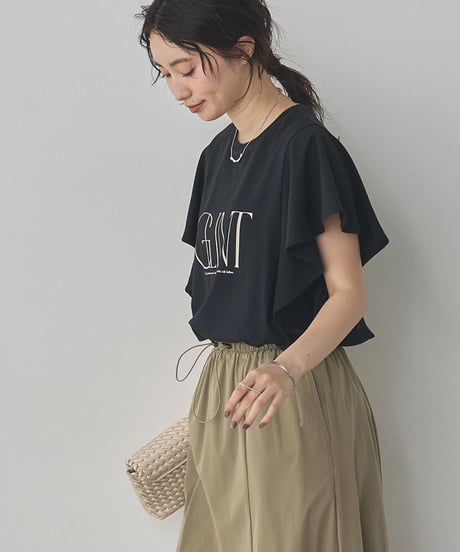 hunch ハンチ FRILLED-SLEEVE LOGO T-SHIRT WTS7159