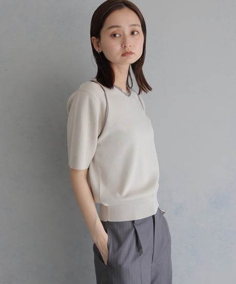 ＆g'aime アンジェム　レイヤードバイカラーニット　LAYERED BICOLOR KNIT 986-68026