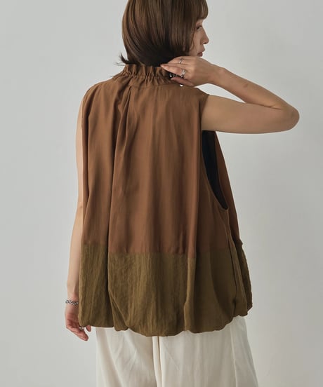 hunch ハンチ  DOCKING BALLOON DESIGN VEST セルロース ナイロン デザインベスト　WDN5313