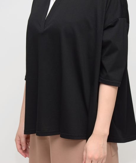 Praia　プライア  【キレイ目上品】 衿付きシルケットプルオーバー  LEO-2655