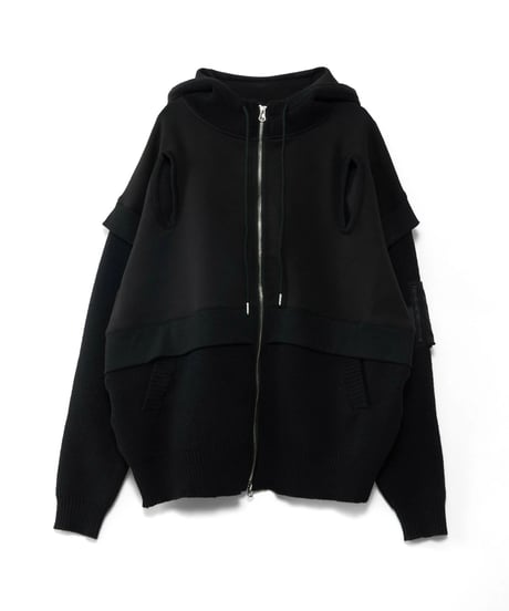 AULAAILA アウラアイラ　KNIT LAYERED ZIP HOODIE　ニットレイヤードジップフード　1263-09043
