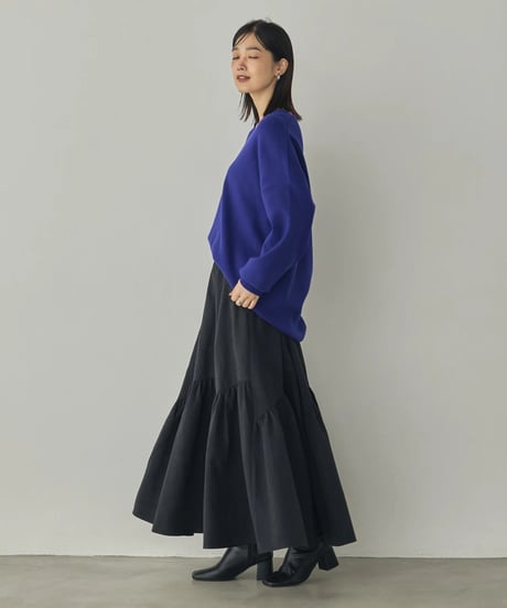 hunch ハンチ　PEACH-TONED BRUSHED FABRIC TIERED SKIRT　WQN5399