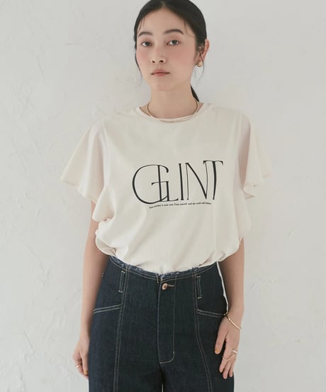 hunch ハンチ FRILLED-SLEEVE LOGO T-SHIRT WTS7159