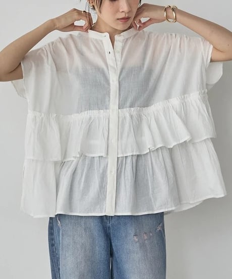 Noia 40×60キャンブリック フリル付きブラウス WLA2646