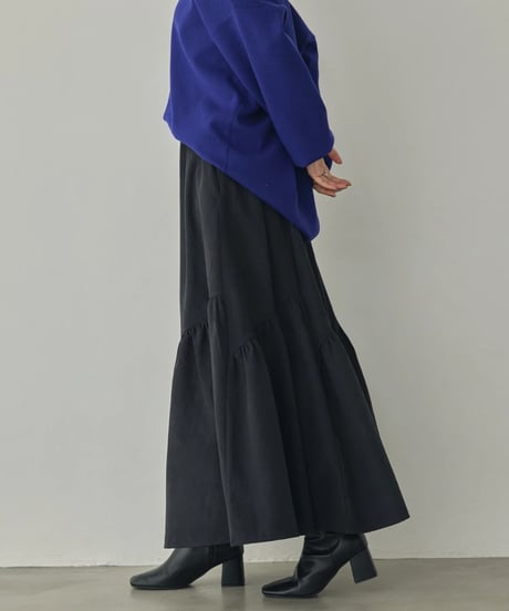 hunch ハンチ　PEACH-TONED BRUSHED FABRIC TIERED SKIRT　WQN5399