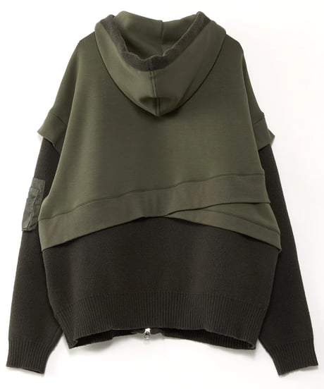 AULAAILA アウラアイラ　KNIT LAYERED ZIP HOODIE　ニットレイヤードジップフード　1263-09043