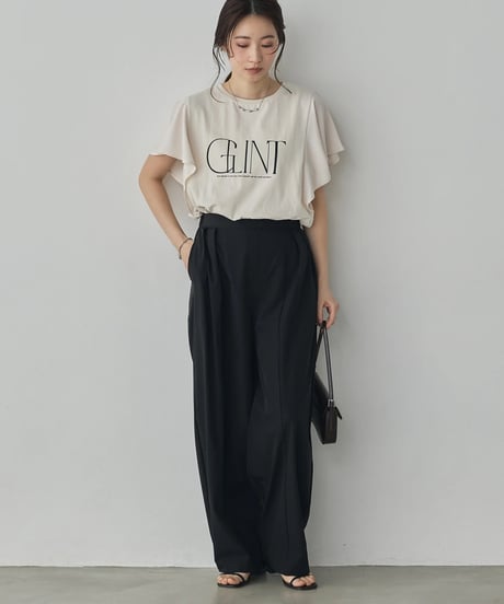 hunch ハンチ FRILLED-SLEEVE LOGO T-SHIRT WTS7159