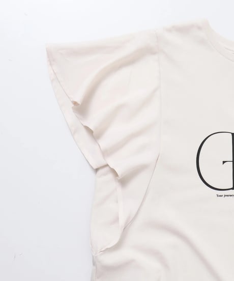 hunch ハンチ FRILLED-SLEEVE LOGO T-SHIRT WTS7159