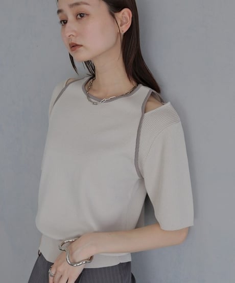 ＆g'aime アンジェム　レイヤードバイカラーニット　LAYERED BICOLOR KNIT 986-68026