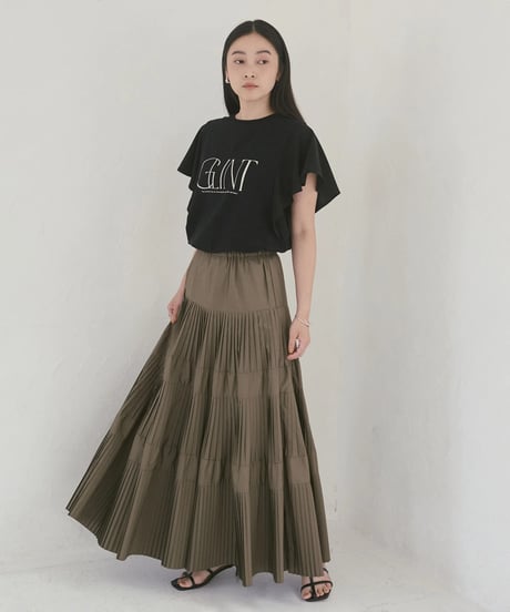 hunch ハンチ FRILLED-SLEEVE LOGO T-SHIRT WTS7159