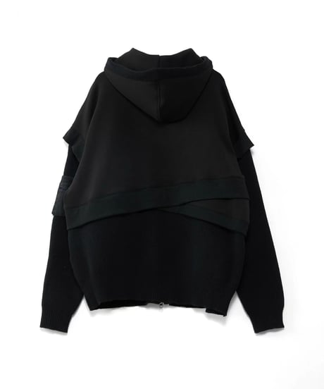 AULAAILA アウラアイラ　KNIT LAYERED ZIP HOODIE　ニットレイヤードジップフード　1263-09043