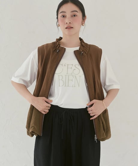 hunch ハンチ  DOCKING BALLOON DESIGN VEST セルロース ナイロン デザインベスト　WDN5313