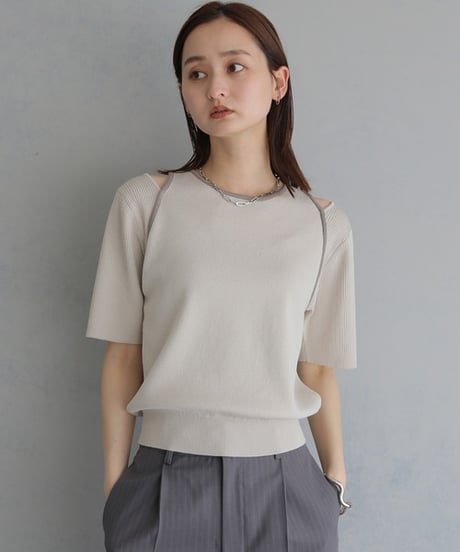 ＆g'aime アンジェム　レイヤードバイカラーニット　LAYERED BICOLOR KNIT 986-68026