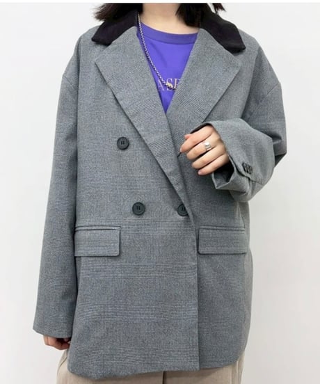 CYNICAL シニカル チェック柄衿コーデュロイダブルジャケット　6852-94033