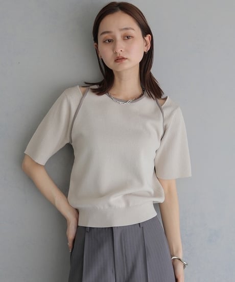 ＆g'aime アンジェム　レイヤードバイカラーニット　LAYERED BICOLOR KNIT 986-68026