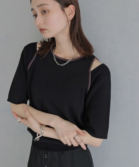＆g'aime アンジェム　レイヤードバイカラーニット　LAYERED BICOLOR KNIT 986-68026