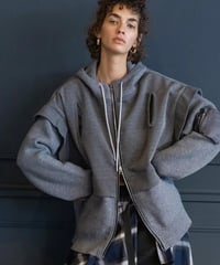 AULAAILA アウラアイラ　KNIT LAYERED ZIP HOODIE　ニットレイヤードジップフード　1263-09043