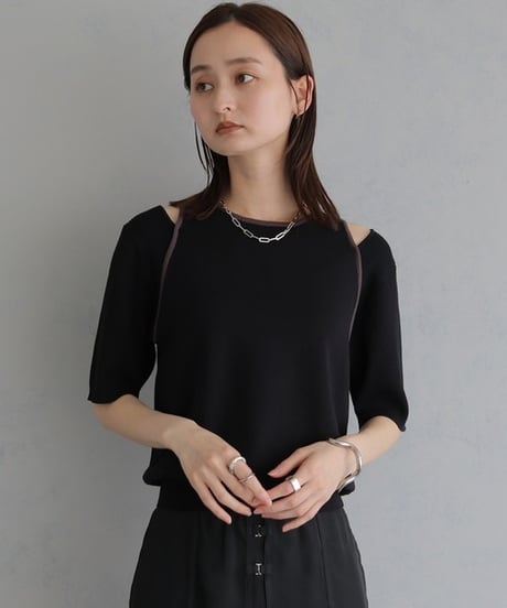 ＆g'aime アンジェム　レイヤードバイカラーニット　LAYERED BICOLOR KNIT 986-68026