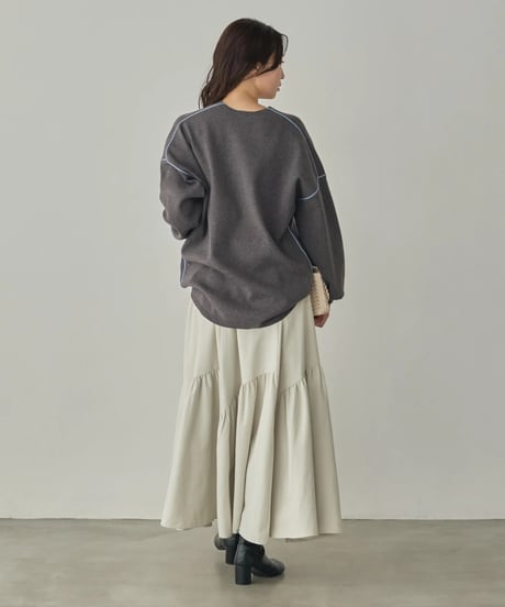 hunch ハンチ　PEACH-TONED BRUSHED FABRIC TIERED SKIRT　WQN5399