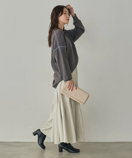 hunch ハンチ　PEACH-TONED BRUSHED FABRIC TIERED SKIRT　WQN5399