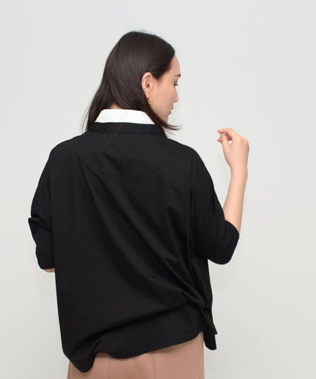 Praia　プライア  【キレイ目上品】 衿付きシルケットプルオーバー  LEO-2655