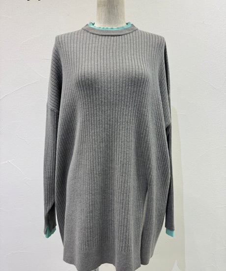 CYAN　TOKYO　シアントウキョウアシメスリットレイヤーリブニット 604509